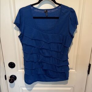 Blue Ruffled Women's Top